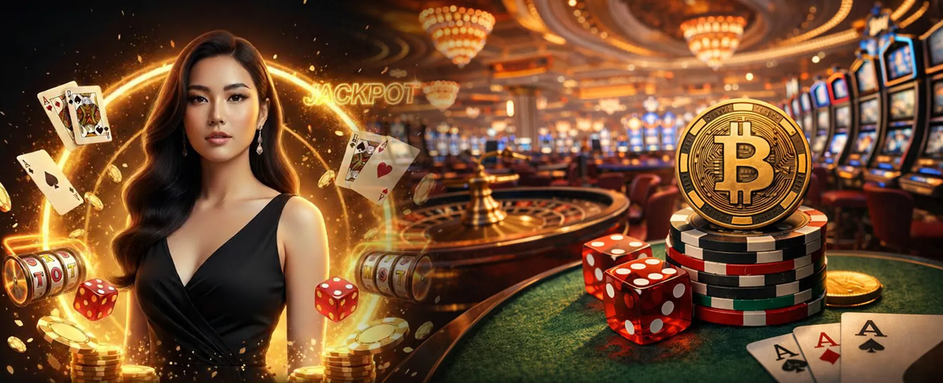 Dynamic background image of a vibrant online casino lobby